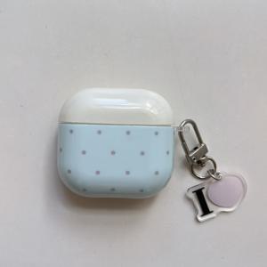 TEMU INS 폴카 도 대조 색 파란색 레이스 펜던트 이어폰 케이스, for Airpods 1/2/3/4/Pro 이어폰 가방에 적합합니다.