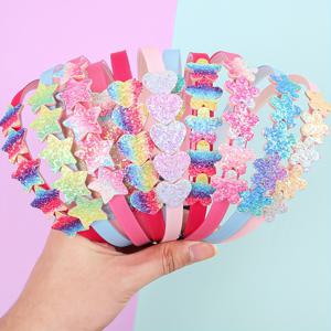 TEMU 12개 세트 컬러풀 스타 헤어밴드, 플라스틱 이빨, 꽃과 하트 헤어밴드 데일리 스타일링 액세서리