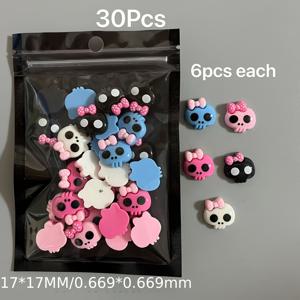 TEMU 30개 혼합 색상 다양한 크기 할로윈 달콤한 멋진 리본 해골 공예 장난감 폰 케이스 신발 버클 수제 레진 데코 추가 귀걸이 목걸이 팔찌 키체인 펜던트 카와이 디자인 네일 아트 장식 참