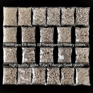 TEMU 1.5-4mm 유리 시드 비즈 키트 (22가지 색상, 6600개, 110g/3.88oz, 5g/팩), 투명한 은색 엔드, 주얼리 제작, 비즈 공예 및 공예에 적합