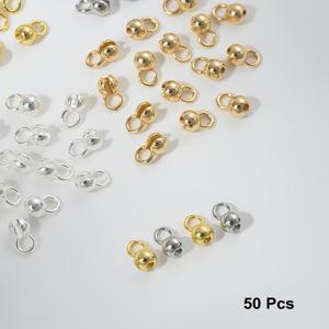 TEMU 30/50개 18K 금도금 황동 조개껍질 크림프 엔드 비즈, DIY 주얼리 만들기 소품, 팔찌용 체인 커넥터 팁, 비즈 액세서리 재료