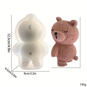 TEMU 1개 흰색 만화 옆으로 누워있는 곰 장식 실리콘 몰드, 양초, 석고 제작 데스크탑 장식품, 쉬운 탈지, 재사용 가능, 비접촉식