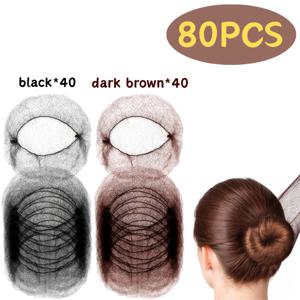 TEMU 헤어망 80개, 투명 헤어망, 헤어망, 투명한 신축성 있는 번머리망, 헤어라인 망, 여성용 헤어고정용 신축성 있는 가발캡, 블랙 및 다크 브라운