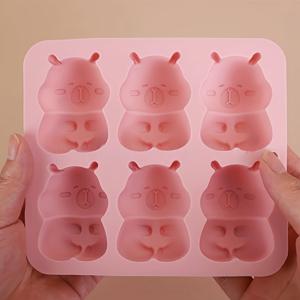 TEMU 정품 카피바라! 카피바라 비누 만들기 몰드 1개, 파티, 휴일 등에 적합한 핑크 실리콘 몰드