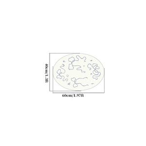 TEMU 벨벳 1000G/M² 두께 0.8Cm, 침실용 카펫 베이지색 타원형 러그 1개, 미끄럼 방지 부드럽고 푹신한 바닥 매트, 파란색 리본 패턴 프린트 러그, 거실 소파, 옷장, 라운지, 침대 옆에 적합한 창의적인 패션 장식
