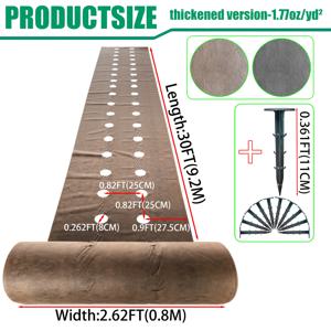 TEMU 갈색-검정 이중층 제초 방지 천, 다양한 폭 제공, 길이: 9.2미터, 밀도: 1.77oz/yd², 스테이크 10개 포함 - 투과성 및 통기성 디자인, 정원 조경, 채소밭, 과수원 지면 커버에 적합