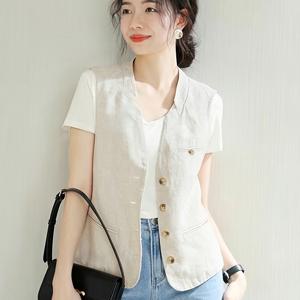 TEMU 디자인 씬 스타일 여성용 봄/가을 심플 민소매 가디건 탑 활용도 높은 캐주얼 숏 아우터웨어