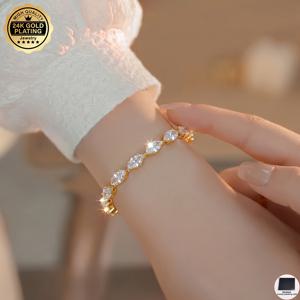 TEMU 여성 패션 팔찌 1개, 24K 금도금 라이트 럭셔리 지르코니아 팔찌, 고급스럽고 다재다능하며 출퇴근 및 데이트에 적합, 규칙을 깨는 플래시! 발렌타인데이, 부활절, 웨딩 시즌, 부활절 어버이날 선물로 완벽