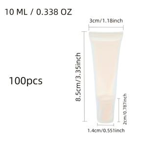 TEMU 100개 리필 가능 립글로스 튜브 1팩 - 립스틱, 글리터, 향 오일용 0.34Oz 반투명 소프트 스퀴즈 용기 - 무향 화장품 추가