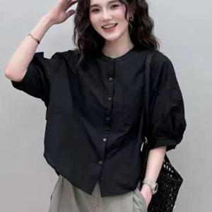 TEMU 여름 신상 플러스 사이즈 여성용 한국식 라이트 럭셔리 심플한 기품의 중소매 라이트 셔츠