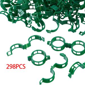 TEMU 298개 그린/투명 화이트 플라스틱 식물 지지 클램프 PP 식물 클램프, 토마토, 덩굴, 채소용, 사용하기 쉬운 정원 식물 홀더로 식물을 똑바로 건강하게 유지, 가정 원예에 적합