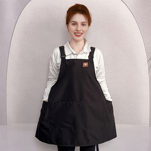 TEMU 1개 짧은 플러스 사이즈 앞치마, 한국 앞치마 조절 가능한 스트랩 다중 포켓 통기성 허리 앞치마 주방 작업복