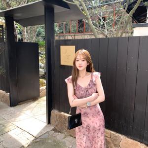 TEMU 대형 사이즈 여성용 나비 프린트 러플 원피스 2025 여름 신상 기품 있는 스커트 롱스커트 아주 아름다운
