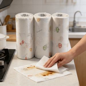 TEMU 200매 초고효율 일회용 키친 페이퍼 타월, 주방 청소용 천, 게으른 걸레, 행주, 설거지 기름때 제거 페이퍼 타월, 주방 용품, 청소 용품, 크리스마스 파티 용품