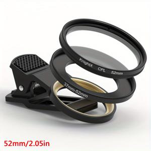 TEMU Knightx 37mm 52mm CPL 폰 클립 렌즈, 색상 향상, 편광 DSLR 카메라 렌즈 (아이폰, 삼성, Redmi, 화웨이, 대부분의 스마트폰 호환)