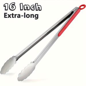 TEMU 엑스트라 롱 스테인리스 스틸 바비큐 그릴 집게 - 16인치 잠금 서빙 집게, 요리, 샐러드, 빵, 스테이크 및 뷔페용 - 식기세척기 사용 가능한 주방 도구