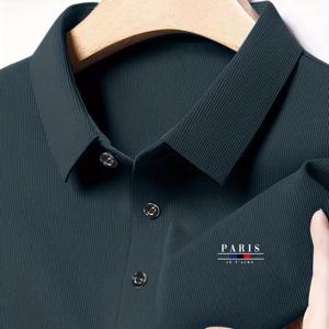 TEMU PARIS 남성용 라이트 럭셔리 여름 필수 폴로 셔츠 라펠 디자인 탑, 고급스럽고 맛있는 스타일, 통기성 좋고 편안함, 트렌디하고 활용도 높은 헨리 셔츠