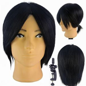 TEMU 가발 머리 스탠드 남성 마네킹 헤드 실사람 머리카락 코스메톨로지 마네킹 헤드 헤어 스타일링용 인형 머리 클램프 스탠드 포함