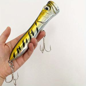 TEMU LUREGO Fishing 18.5cm Giant Popper Lure - 106g Triple-Color Splash Bait - Long Cast Surface Popper for Saltwater Bass Fishing - Topwater Fishing Lure