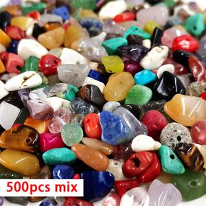 TEMU 500개 자연석 비즈, 5mm~8mm 불규칙 보석 DIY 크리스마스 팔찌 목걸이 액세서리 만들기 키트