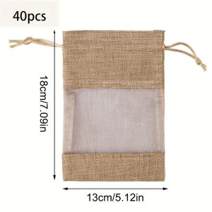 TEMU 린넨 투명 가방 40개, 10.01x14.0cm, 린넨 드로스트링 선물 가방, 주얼리, 웨딩 파티, 크리스마스용, 린넨 윈도우 포함, 13.0x18.01cm 린넨 드로스트링 파우치, 향수, 선물용 메쉬 포장, 결혼식, 파티, 이벤트용, 식품, 화장품, 소품 보관용으로 이상적