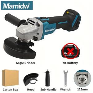 TEMU Mamidw 125mm/100mm 브러시리스 전기 앵글 그라인더, 무선 연마기, 18V 배터리용 금속 목재 연삭 연마 전동 공구