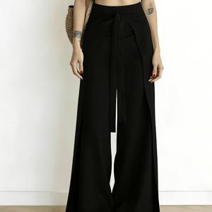 TEMU 여성용 투피스 바지 - 허리 주름 밴드 디자인, 앞뒤로 리본으로 묶을 수 있습니다. 독특한 디자인으로 데일리 출퇴근에 적합하며, 우아하고 패셔너블하며 캐주얼하고 다재다능하며 야외 활동에 적합하며 일본 스타일과 한국 스타일로도 연출할 수 있습니다.
