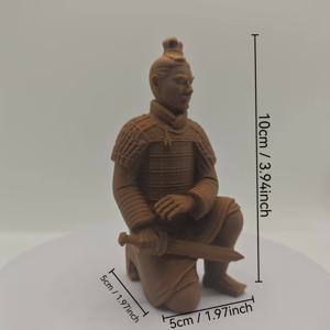 TEMU 종아리 꿇는 테라코타 전사 스타일 조각상, 고대 중국 갑옷 장군 조각, 고화질 수집용 피규어, 가정 사무실 책장 장식용 데스크탑 장식품, 성인 역사 애호가를 위한 역사적 예술 컬렉션 선물