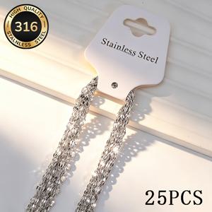 TEMU 25개/패키지 스테인리스 스틸 클래식 입술 목걸이, +5cm/1.96인치 연장 체인, 방수, 내구성, 무코팅, 저자극성 소재, 남녀공용 스타일, 심플하고 패셔너블한 트렌디한 커플 쇄골 체인, 힙합 스택 가능, 데일리용, 캐주얼 복장과 파티에 어울리는 다용도 DIY 주얼리 제작 액세서리, DIY 애호가에게 완벽함
