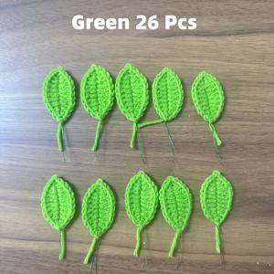 TEMU DIY 공예용 코바늘 뜨개질 인조 잎사귀 26개, 3색 인조 녹색 잎, 핸드 위븐 화환용 인조 엽기, 웨딩 파티 스크랩북 카드 액세서리 녹색 잎사귀 장식