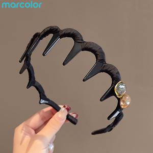 TEMU Marcolor 봄 여름 신상 높은 이마 웨이브 헤어밴드 여성용 가벼운 럭셔리 얼굴 세척 특수 헤어밴드 높은 이마 미끄럼 방지 탑 올매치 압박 없는 헤어 밴드 헤어웨어