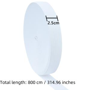 TEMU 1롤 탄성 실 스풀, 벨트 바지 및 공예 DIY용 고탄력 니트 밴드, 1인치 폭, 길이 314.96인치