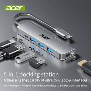 TEMU Type-C 도킹 USB 3.0 허브, 다기능 도크, 고속 전송 + 멀티 호환성, 하나의 도크로 노트북 포트 불안 해결, 4K 화면 미러링 지원, 슬림하고 휴대가 간편한 소형 설계, 업무 및 게임을 위한 원활한 전환, HY41-T5 (버전 3.0)