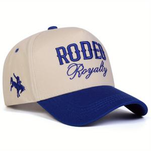 TEMU 1개 여성용 RODEO ROYALTY 레터링 베이스볼 캡, 패션 파이브 패널 조절 가능 캐주얼 모자, 야외 봄 해변 파티용