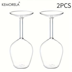 TEMU KEMORELA 1/2개 세트 400ml/13.5oz 고붕규산 유리 레드 와인 역모양 고블렛, 핸드블로운, 파손 방지, 재사용 가능, 다용도, 손세척 전용, 밴드 없음, 발렌타인데이, 크리스마스, 할로윈, 부활절, 하누카, 추수감사절용