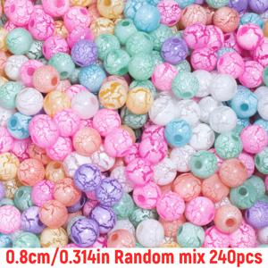 TEMU 240개/120개 8mm/10mm 랜덤 색상 아크릴 아이스 크랙 프로스트 크랙 비즈, 주얼리 제작 팔찌 목걸이 재료