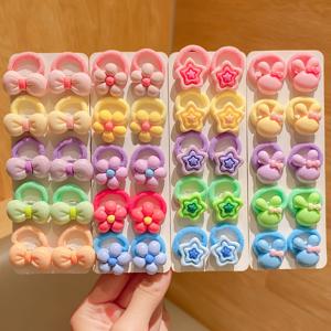 TEMU 여아용 스위트 만화 헤어 타이 40개 - 꽃, 리본, 별, 토끼 디자인의 멀티 스타일 헤어밴드 - 여아용 캐주얼 의류 헤어 액세서리