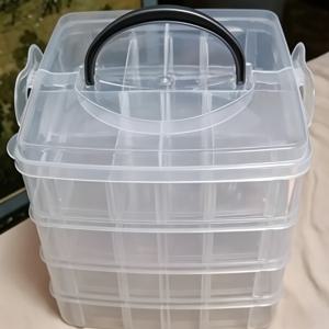 TEMU 뚜껑과 손잡이가 있는 4단 24구 투명 보관함, 스크류, 너트, 볼트 분류에 적합한 투명 공구 정리함