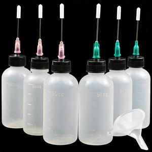 TEMU 깔때기 포함 50ml 플라스틱 스퀴즈 병 6/12개 세트, 정밀 오일병, 풀병, 특대형 1.5인치 앱리케이터 팁이 있는 LDPE 오일 도포기 – 공예품 제작, 경첩 설치, 재봉틀 작동 등 다양한 용도에 적합. 사용이 편리한 실험실 분배용품