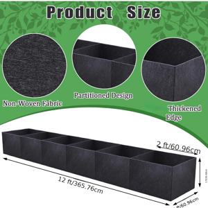 TEMU 365.73 X 60.96 X 30.48 Cm 초대형 대용량 원단 재배 정원 - 야외 화분 상자, 허브, 꽃, 채소 재배를 위한 부직포 소재