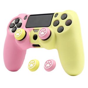 TEMU 4 컨트롤러용 소프트 보호 케이스 커버 스킨 게임패드 게임 액세서리, PS4 캡 포함