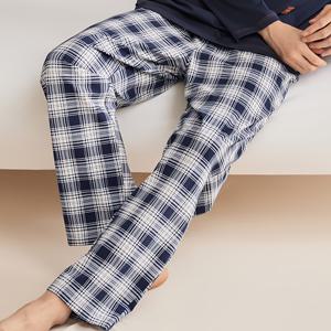 TEMU 남성용 이지 스타일 캐주얼 편안한 바지, 패션 체크 무늬 루즈핏 탄성 허리 홈 슬립 팬츠