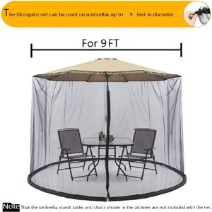 TEMU 야외용 조절식 파티오 의자 錬伞 모기장 1개 - 지퍼 도어가 있는 폴리에스터 메쉬 스크린, 9ft 원형 및 사각형 의자 錬伞에 적합, 모기 및 곤충 차단 및 신선한 공기 유입, 그물만, 색상 - 블랙