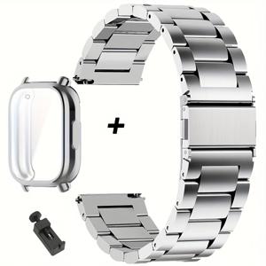 TEMU 22mm 스테인리스 스트랩 및 TPU 보호 케이스, Xiaomi Redmi Watch 5 Lite용 메탈 밴드 손목줄