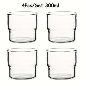 TEMU 빈티지 유리 컵 4개 세트, 300ml/380ml, 투명하고 귀여운 디자인, 쌓을 수 있도록 설계됨. 고 붕규산으로 제작된 이 칵테일 글라스에서는 물, 소다, 우유, 주스, 커피 등 따뜻하고 차가운 음료 모두에 적합합니다.