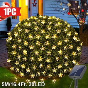TEMU 1개 태양광 LED 스트링라이트, 100/50/20LED, 벚꽃 8가지 모드 IPX4, 야외용 페어리라이트 (크리스마스트리·정원·파티오 장식) | Majisu