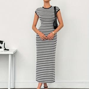 TEMU 우아한 파티, 새로운 캐주얼 출근 맥시 드레스, 여름, 블랙 앤 화이트 드레스, 컬러 블록 드레스, 여성 미디 드레스, 민소매 라운드넥 드레스, 홈커밍, 아웃팅 탑, 웨딩 게스트 드레스, 우아한 비즈니스 캐주얼 여성복