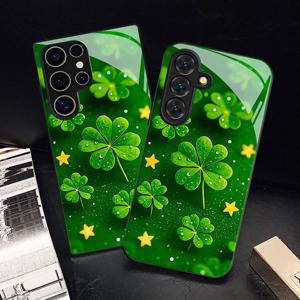 TEMU 휴대폰 케이스 - 4잎 클로버 물방울 별 패턴 휴대폰 케이스 (갤럭시 S9+/S10/S20+/S20 울트라/S21 5G/S21+/S22/S23 플러스/S24 플러스/S25/S25 엣지/노트 9/노트 10/노트 10+/노트 20/노트 20 울트라) 낙하 방지 강화 유리 보호 커버