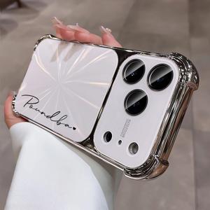 TEMU 휴대폰 케이스 - 커스텀 이름 DIY 이름 브랜드 신상 사각형 전기 도금 휴대폰 케이스 (Phone 17 Pro Max 17 Pro 16 Pro Max 16 Pro 호환)