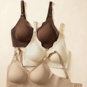 TEMU 임산부 및 산후 엄마를 위한 탈착식 패드, 조절식 肩끈, 앞면 여밈이 있는 수유 브라 3개 세트